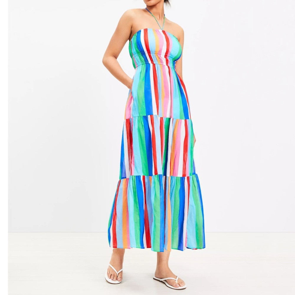 LOFT Multicolor Striped Maxi Dress